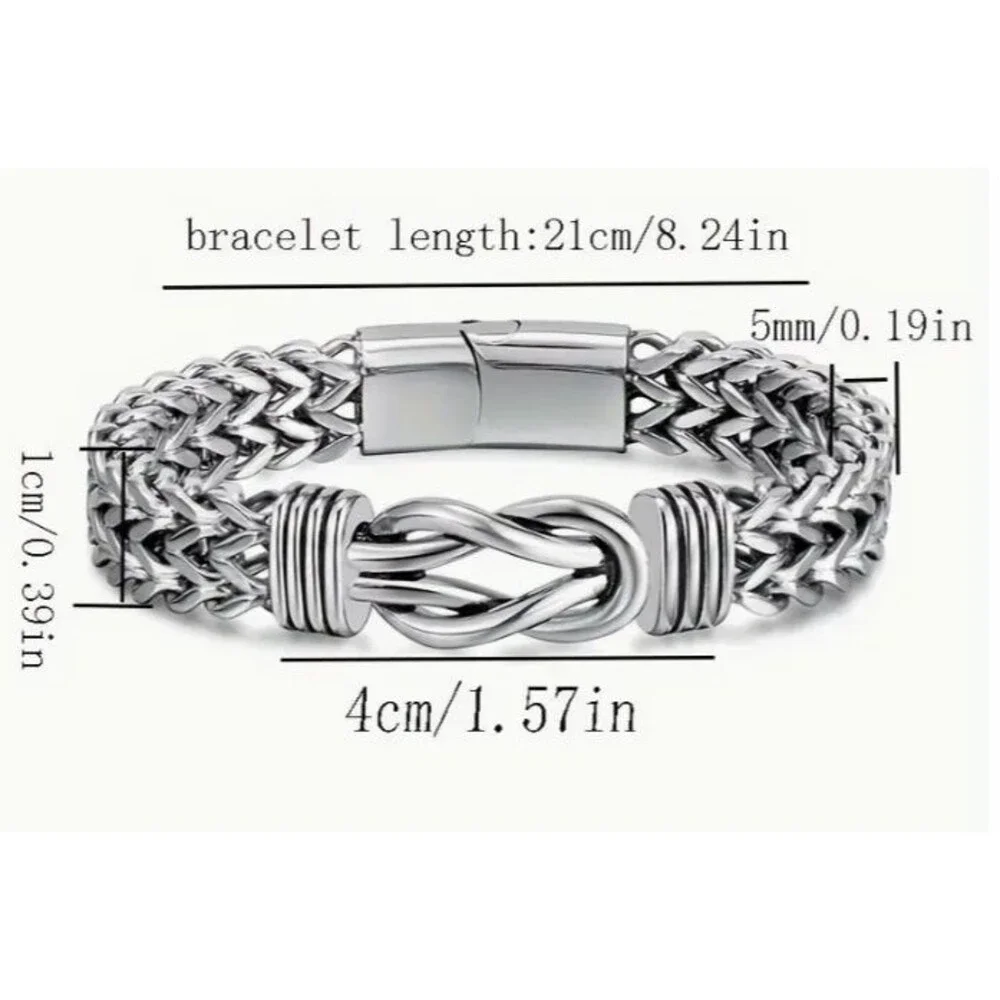 Stainless Steel KNOT Men's Bracelet Magnet Closure Well-made